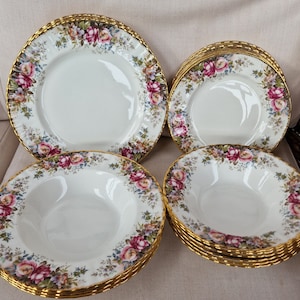 Royal Albert And  Queen Anne Bone China  Dinner  Items,  Plates and Bowls -  Autumn and Summer Rose