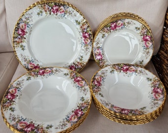 Royal Albert And  Queen Anne Bone China  Dinner  Items,  Plates and Bowls -  Autumn and Summer Rose