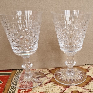 Pair of Wine Glasses From Edinburgh Crystal Crystal.  In classic Royal Scot pattern.