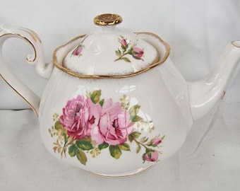 Tetera grande vintage de porcelana fina Royal Albert - Belleza americana
