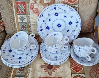 Vintage English Ironstone and Pottery Blue and White Tea and Breakfast  Items - Denmark Pattern,   Different makers
