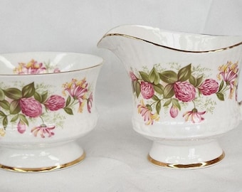 Lechera y azucarero de porcelana fina isabelina vintage - Diseño Mujer en casa