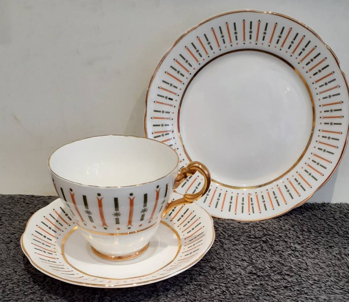 Royal Imperial Finest Bone China Trio Patrón de rayas Etsy