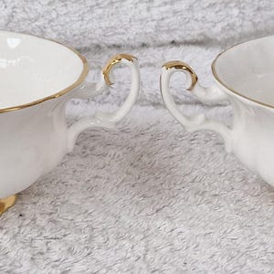 Vintage Royal Albert Bone China Soup Bowls - Val D&#39;or Pattern (Pair)