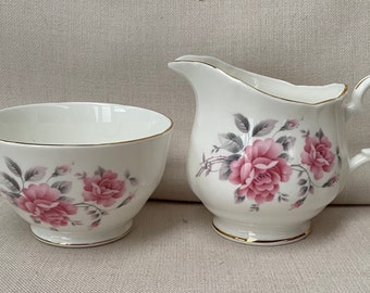 Duchess Bone China Milk and Sugar Set  - Pink Roses