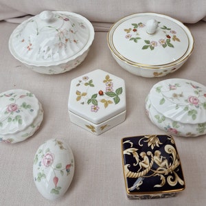 Wedgwood Bone China, Selection of Lidded Boxes in a selection of patterns.