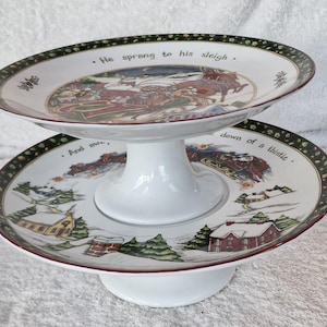Portmeirion Studio fint porslin stapelbara tårtfat - En julsaga av Susan Winget