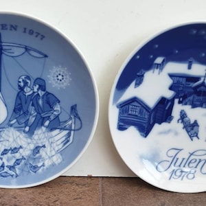 Vintage Norway Porsgrunds Porcelain 7 inch Christmas Plates - 1977 & 78