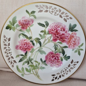 Vintage Ltd Ed Spode Bone China Display Plates from the Botanical Plate Collection 6 Different Available Peony