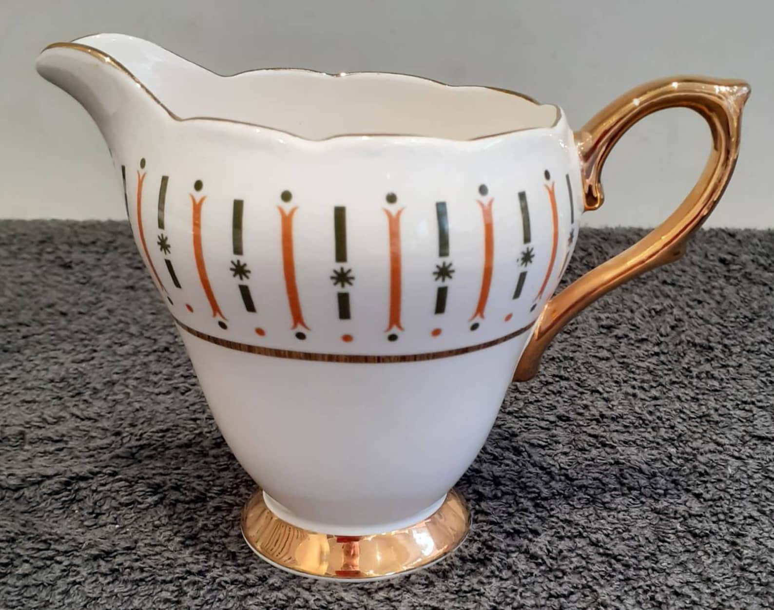 Royal Imperial Finest Bone China Milk an Sugar Bright Striped Pattern