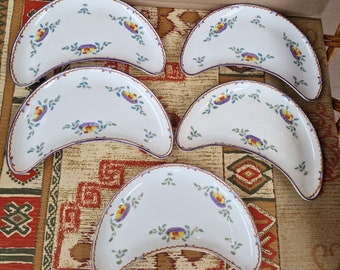 Vintage Royal Stafford Bone China-bijgerechten: handgeschilderde set van 5 stuks
