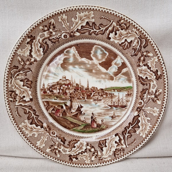 Vintage Johnson Brothers Bone China Dinner or Display Plate -  Historic America,  View of Boston,  Massachusetts