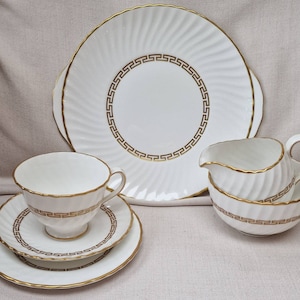 Vintage Royal Adderley Bone China, Tea Items  -  Wrythen Shape, in Lido Pattern
