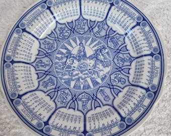 Ringtons Blue & White 2000 Millennium Plate | Hexagonal Vintage