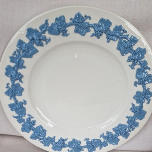 Wedgwood Queensware Dinner Plate -  Embossed Blue on White  Pattern
