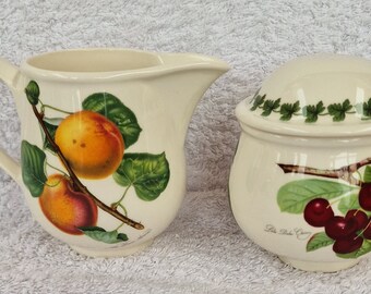 Portmeirion Milk Jug and Lidded Sugar Bowl -  Pomona Pattern