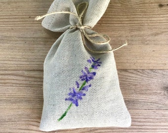 Joli sachet lavande peint à la main brin de lavande, garni de lavandin premium français, parfum délicieux, fait main en Provence, France