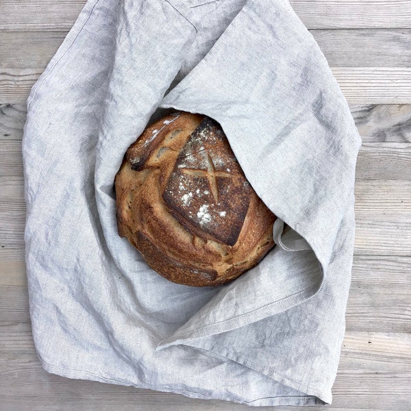 Rustic bread towel in raw natural linen, kitchen towel, kitchen decoration, handmade in France, in Provence