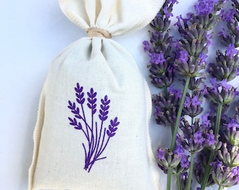 Joli sachet de lavande, garni uniquement de lavandin, parfume, assainit, imprimé brin de lavande, fait main en Provence, France