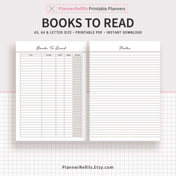 Books to Read Reading List Printable Planner Template A5 Etsy Books to Read Reading List Printable Planner Template A5 Etsy