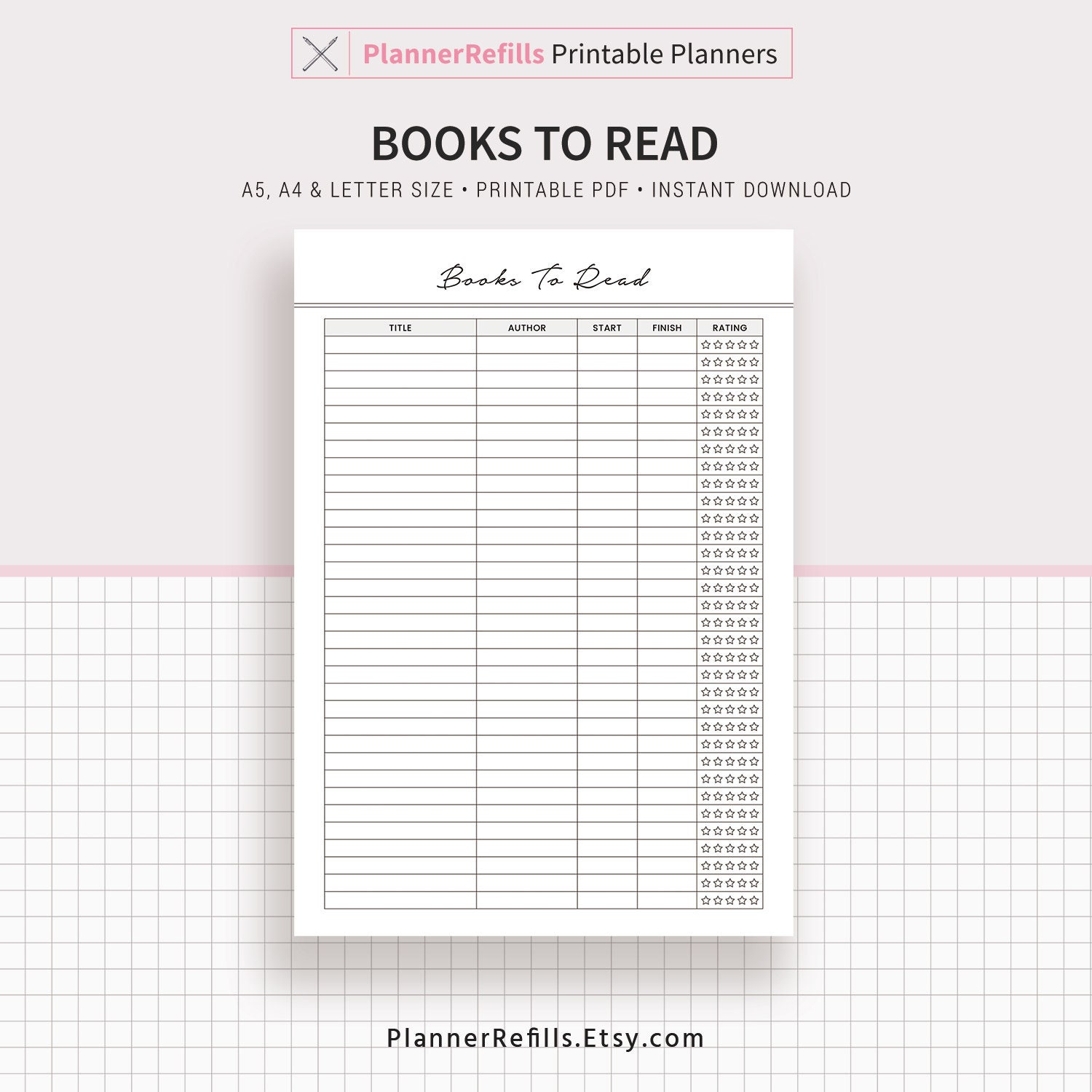 books-to-read-reading-list-printable-planner-template-a5-etsy