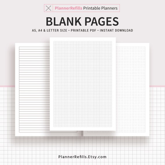 Blank Planner Printable Blank Pages Square Grid Ruled | Etsy