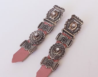 Vintage Navajo Concho Sterling silver earrings with Repousse work & Hand stamped detail