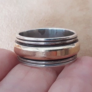 Mans Wedding Band in Heavy 14K Solid Gold and Sterling silver Hallmarked MM Rogers