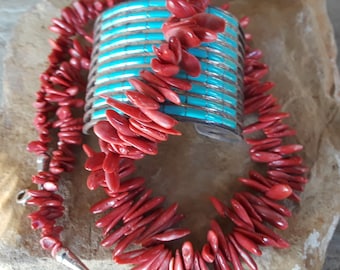 Red Orange Spiny Oyster Shell Santo Domingo necklace