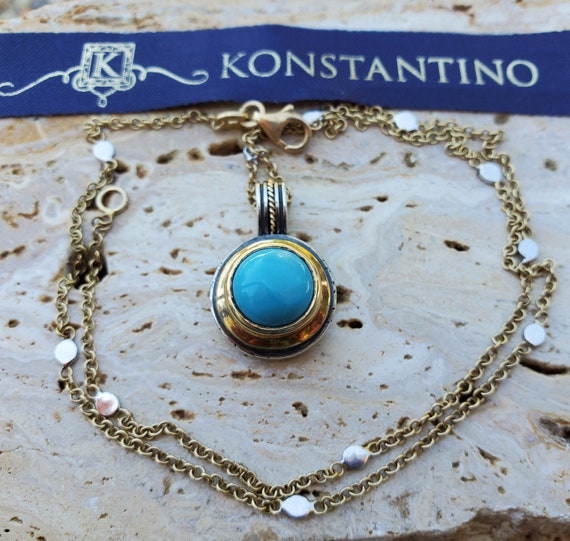 Konstantino 18K Gold and Sterling silver Turquois… - image 1