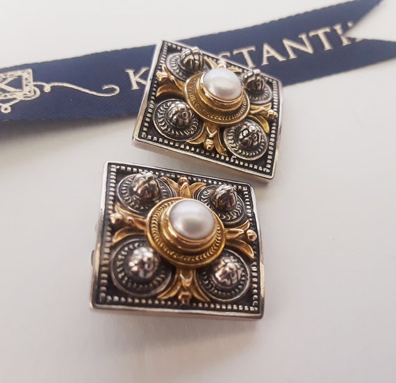 Konstantino 18K Gold and Sterling silver Pearl Cl… - image 1