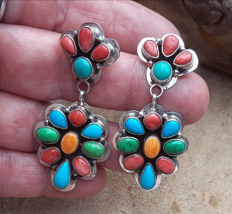 Paul Livingston Navajo Cluster Earrings Multi Stone - Etsy