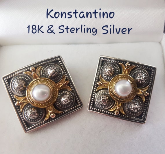 Konstantino 18K Gold and Sterling silver Pearl Cl… - image 5