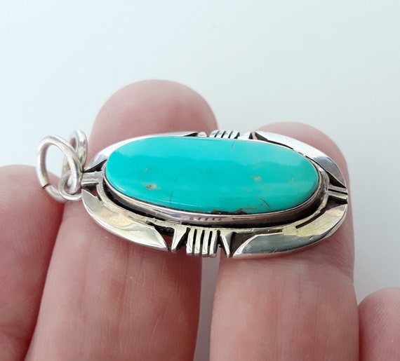 Robins Egg blue Turquoise Vintage pendant made by… - image 3