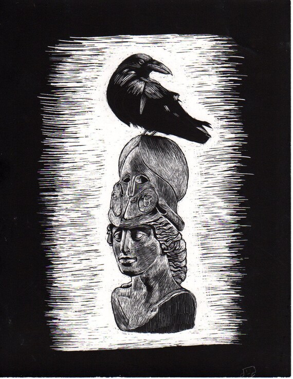 The Raven On Bust Of Athena S Etsy