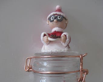 Glass jar with Mother Christmas and her fimo cookies