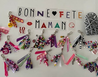 Portes clés au choix pour faire un cadeau à sa maman (en fimo), vendus à l’unité