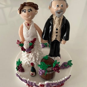 Bride and groom figurines for cake/mounted cake in fimo to order only image 3