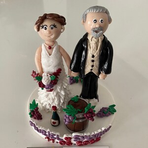 Bride and groom figurines for cake/mounted cake in fimo to order only image 2