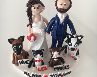 Wedding figures for cake/mounted piece (in fimo) on order only