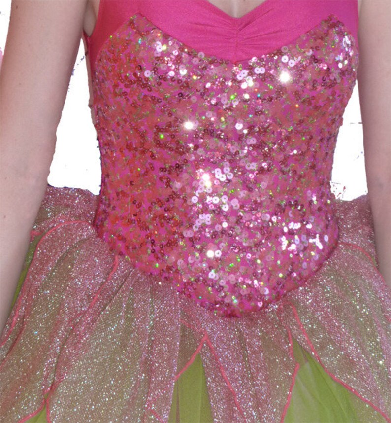 tissus rose en sequins brillant et extensible en voile lycra image 2