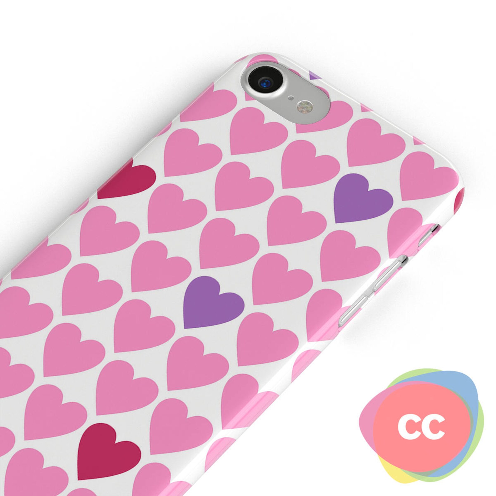 Pink Heart Pattern Phone Case / iPhone 11 Case / iPhone 7 6S Etsy