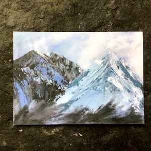 Les collines de Cuillin, île du ciel, carte A6, blank inside. D’après un tableau original de la paysagiste Claire Darcy