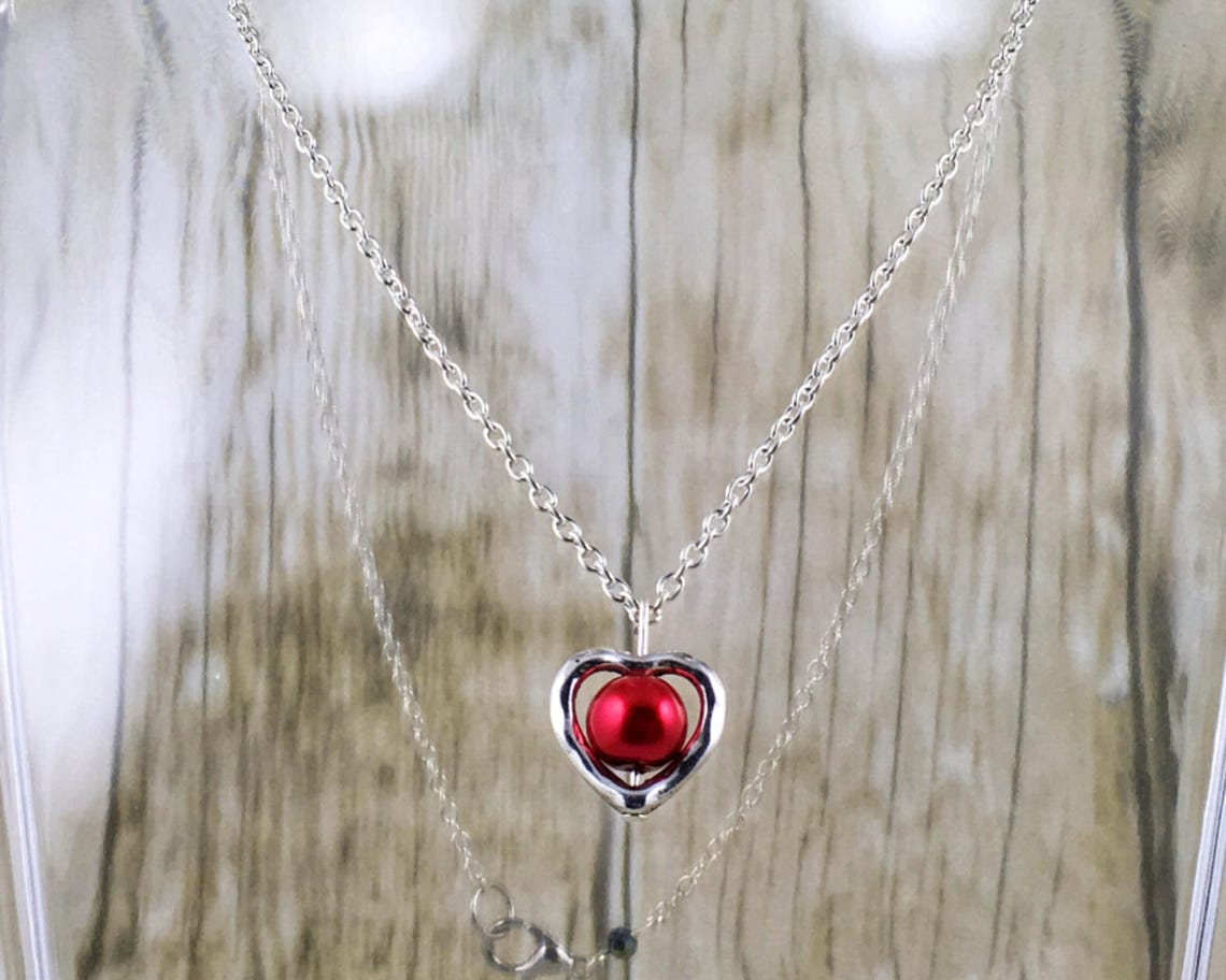 Red Heart Pendant Necklace Matching Earrings & Bracelet in - Etsy