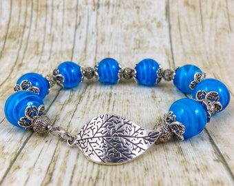 3D Swirl Bracelet | Beaded Bracelet | Blue Bracelet | Blue Bead Bracelet | Silver Bracelet | Gift for Her Under 25 Dollars | Gift for Mom