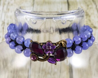 Purple Bead Bracelet | Purple Bracelet | Flower Bracelet | Boho Beaded Bracelet | Boho Jewelry | Gift for Her Under 25 Dollar | Gift for Mom