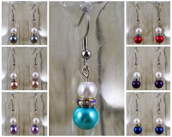 Colored Pearl Earrings | Bridal Earrings | Wedding Jewelry | Matching Jewelry in Shop | Gift for Her Under 25 Dollars | Jewelry Gift for Mom