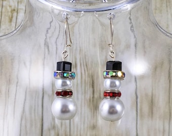 Snowman Earrings | Frosty Earrings | Christmas Earrings | Snowman Jewelry | Winter Jewelry | Festive Earrings | Gift for Her Under 25