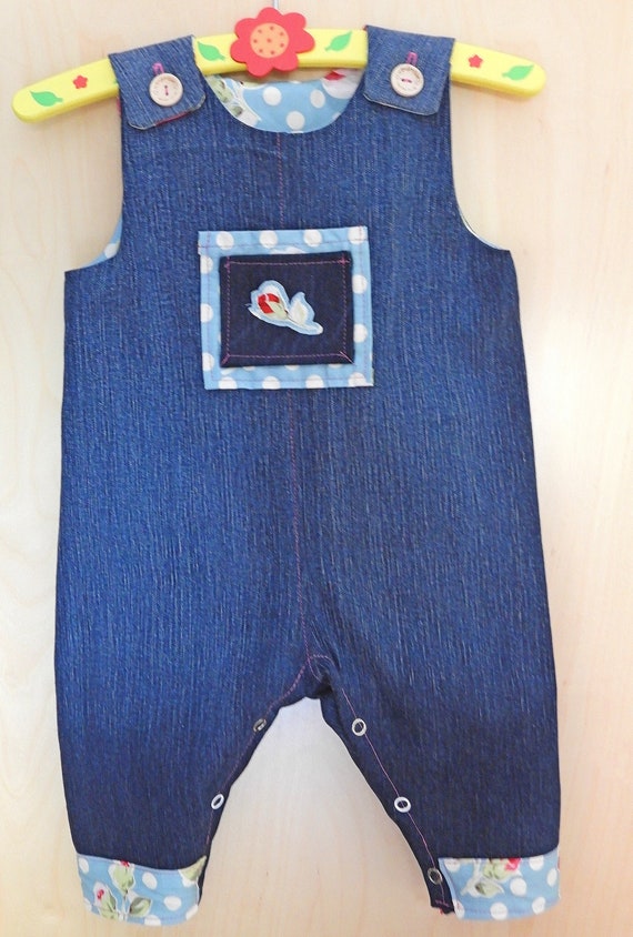 Handmade Denim Dungarees With Floral 