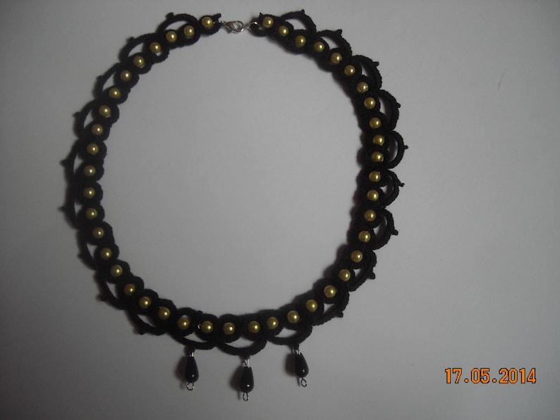 necklace lace earrings frrivolite Set